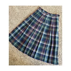 Ann Stevens New York Plaid Pleated Midi Skirt Vintage Preppy Dark Academia 10
